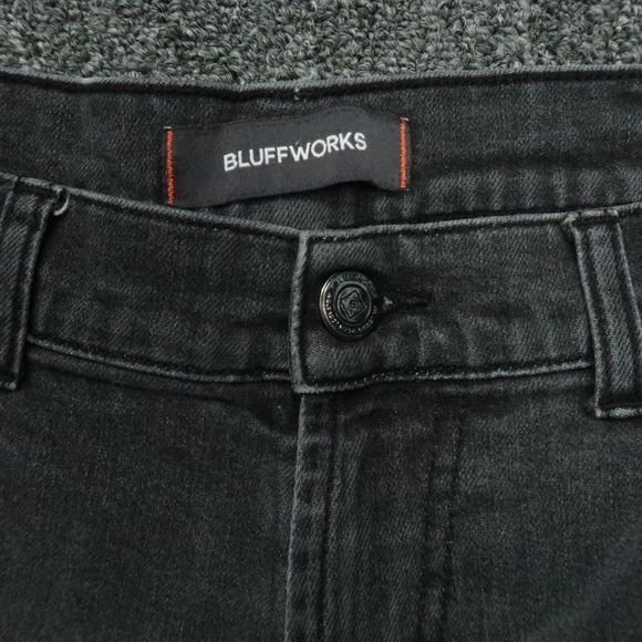 Bluffworks Jeans Mens 36x28 Faded Black Departure 2.0 Straight 5 Pocket Denim - Picture 4 of 13